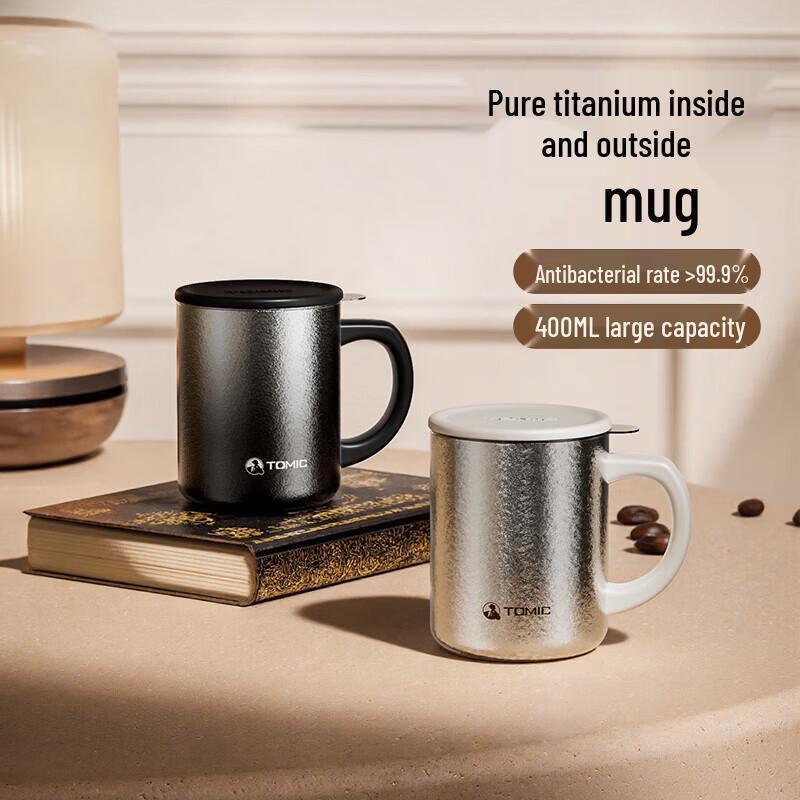 TOMIC 400ml Pure Titanium Handle Thermos Cup