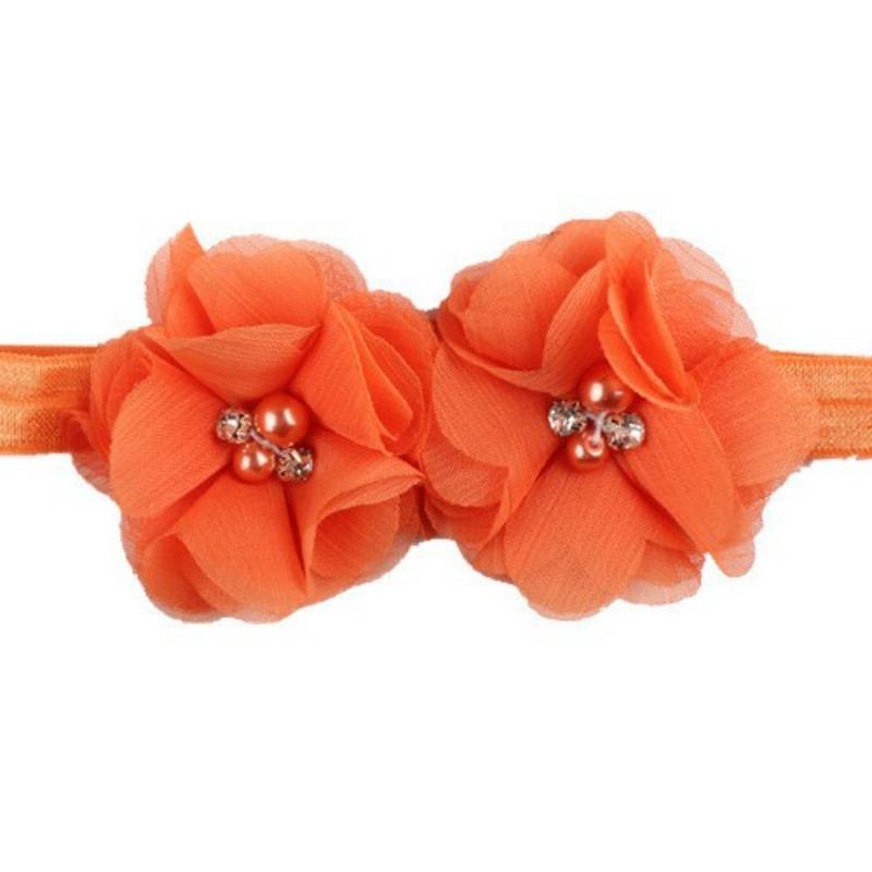 Solid Color Baby Headband, Flower Chiffon Rhinestone Floral Headband, Children's Flower Headband Hair Accessories