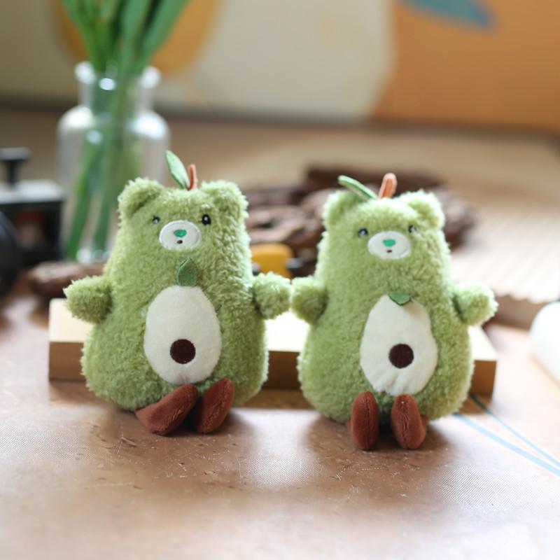 Lovable Avocado Bear Plush Doll Mini Stuffed Toy Key Holder Accessory Bag