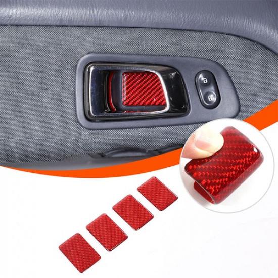 Red Carbon Fiber Interior Door Handle Bowl Trim Sticker for Honda Pilot 03-08