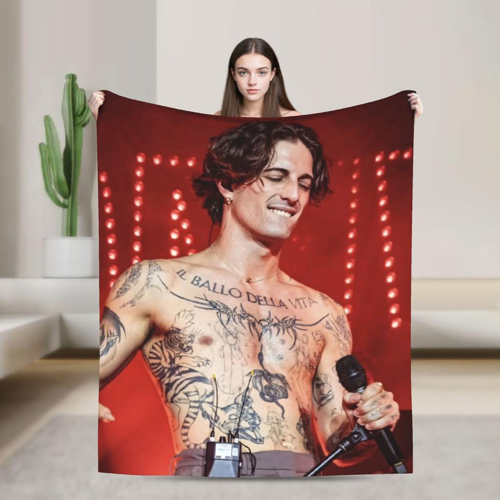 Italian Damiano David Singer Blanket Quality Soft Warm Throw Blanket Winter Decorative Couch Chair Sofa Bed Novelty Bedspread