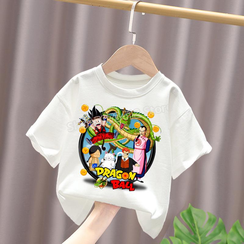 Dragon Ball Fiúk Fehér Pamut Póló Sun Goku Kisgyermek Rövid Ujjú Pólók Rajzfilm Nyári Ruhák Kawaii Felsők Születésnapi Ajándékok