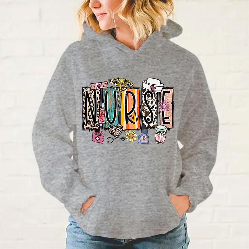 New Autumn And Winter Hoodies Nurse Printed Hoodie Street Outdoor Hooded Hip Hop Sweatshirt For Women Men