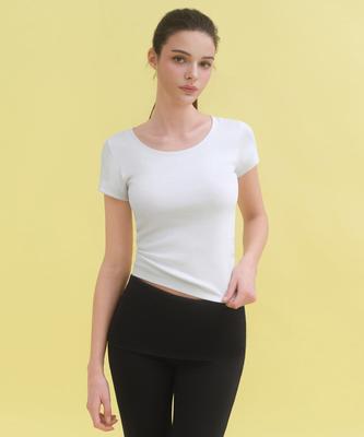 MUSINSA STANDARD WOMAN Women'S Slim Scoop Neck Cap Sleeve T-Shirt [White]