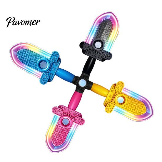 Fun Desk Toys for Anxiety 4-in-1 Spinning Fidget Lightsaber Toy, LED Colorful Light Up Rotatable Blade with Hand Spinner Stress Relief Motion