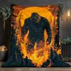 Custom Bigfoot Blanket Sasquatch Forest Silhouette Design Personalized Name Fleece Throw All Season Soft Warm Bedding Home