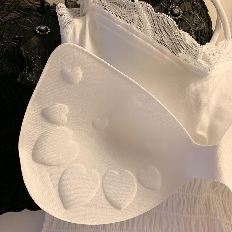 Beaded Cross Beautiful Back Camisole Vest Sexy Outer Wear With Chest Pad Ruched Tube Top Slim Lace Bandeau Underwear For Women