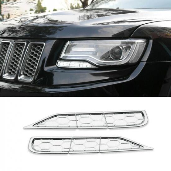 Chrome ABS Headlight Cleaning Trim Cover Decor for Jeep Grand Cherokee 2014-2016