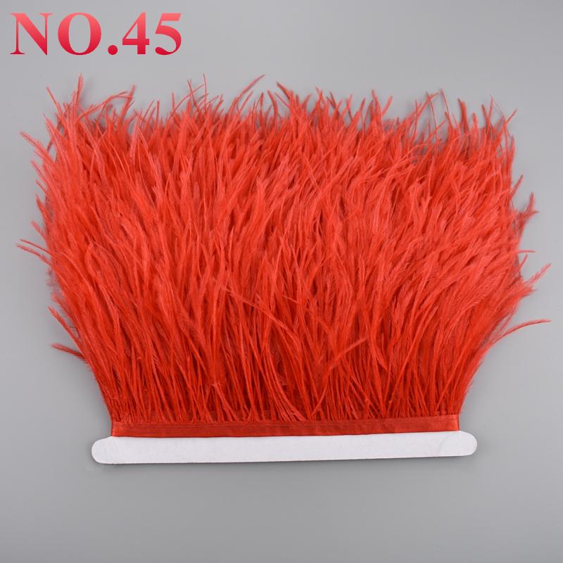 10Meters Ostrich Feathers On Ribbon On Tape 10-15Cm 4-6" Feather Trim Boa For Clothes Sewing White Fringe Dress Skirt Decor Diy