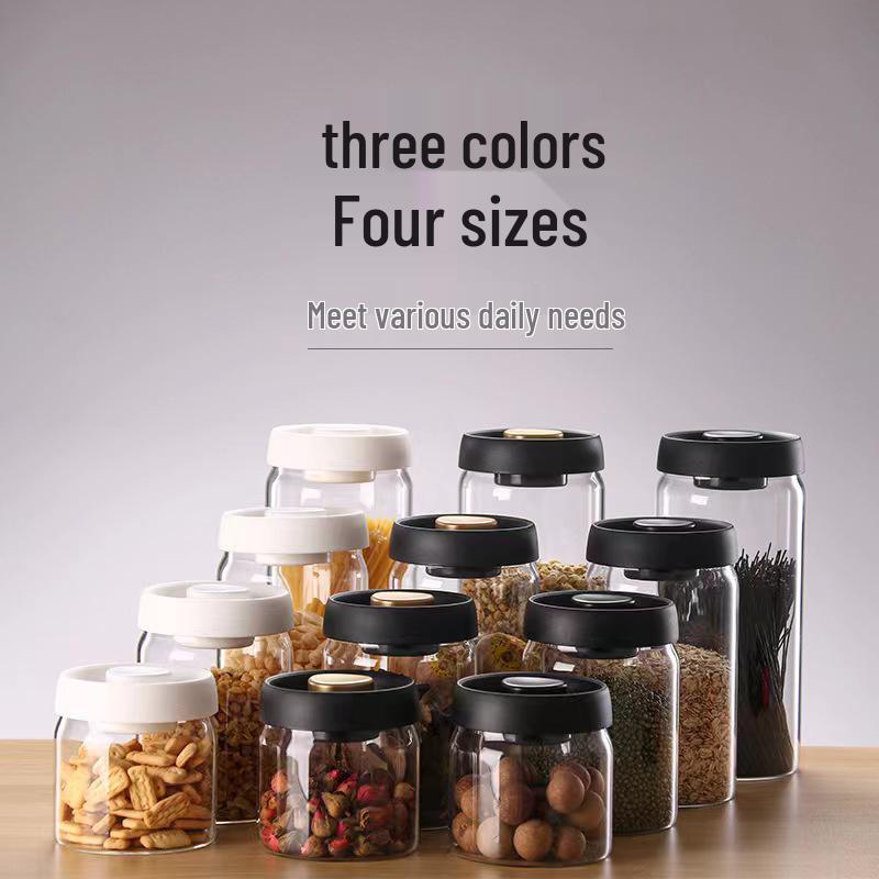 Vacuum-Sealed High Borosilicate Glass Jar for Coffee, Grains & Freshness Preservation