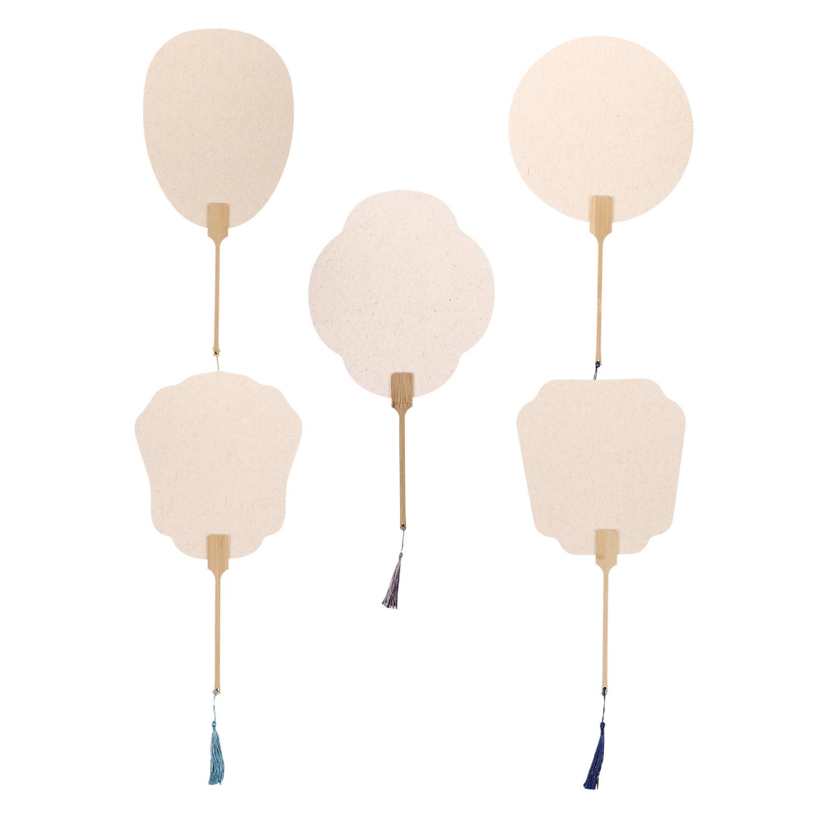 5Pcs Blank Hand Fans Paper Wooden DIY Graffiti Fans Handheld Traditional Style for Painting Drawing Decoration Gift Party Use 24X15.5X0.5CM
