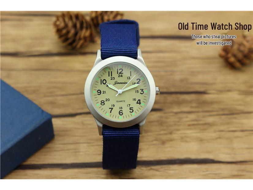 

Корейские детские водонепроницаемые нейлоновые военные часы - Светящиеся кварцевые наручные часы для детей