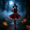 Costume da Strega di Halloween per Donna Adulta Gonna Tutù in Tulle con Cappello da Strega Calze a Righe Set da Strega Fantasia per Festa in Maschera
