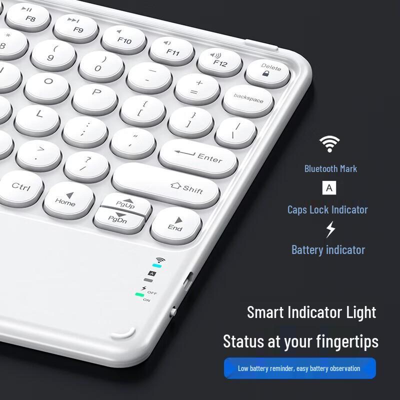 OLOEY Portable Wireless Bluetooth Keyboard with Round Keycaps
