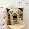 1PC Screaming Goat Sheep Embroidered Style Printed Pillow Cover Short Plush Polyester Cushion Case Animal Pillowcase Home Decor