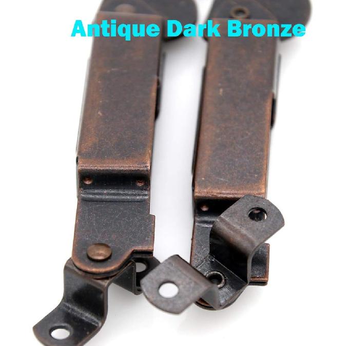 1 Pair of Self-Balancing Lid Support Hinges, Left & Right, Dark Bronze Tone Hinge with Screws for Sofa, Box, Cabinet, Open Length 7.9-in (20 Cm)
