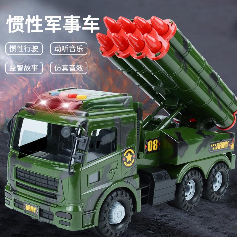 Large Inertial Military Transport Vehicle Simulation Air Defense Missile Chariot Model Children'S Sound And Light Toy Car