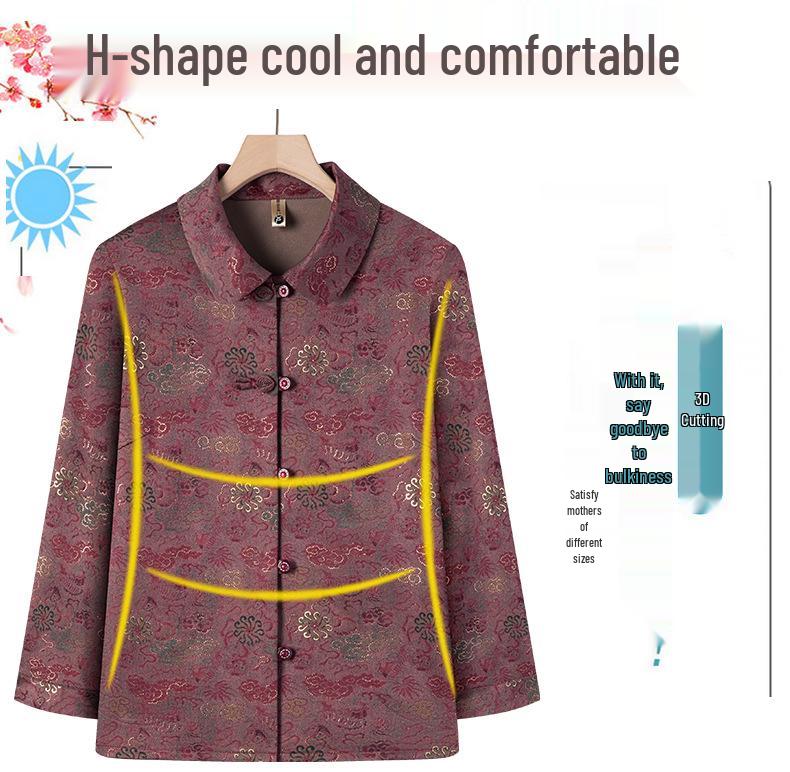 Autumn Long-Sleeve Lapel Shirt for Middle-Aged & Elderly Women