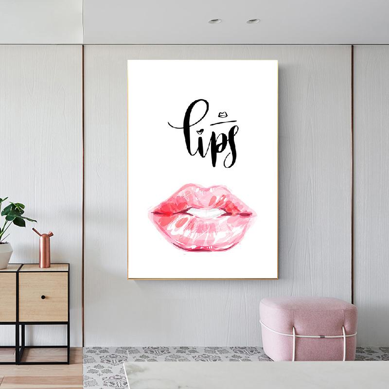 Modern Fashion Beauty Eyes Red Lips Art Wall Art Canvas Print Canvas Poster Wall Pictures For Makeup Shop Home Decor TB49