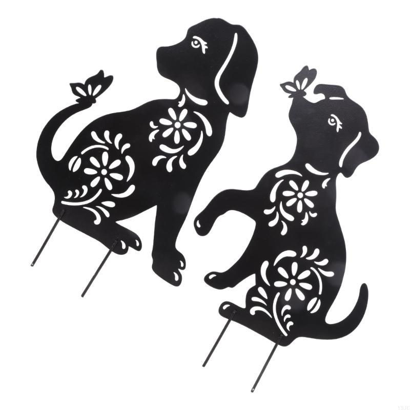 Y5JC 1/2Pcs Black Silhouettes Yard Stakes Animal Silhouettes Dog Stake Garden Stake