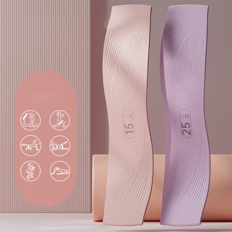 High Elasticities Band Wide Nonslip Multiple Strength Level Printed Workout Guide Silicones Exercise Belt Training