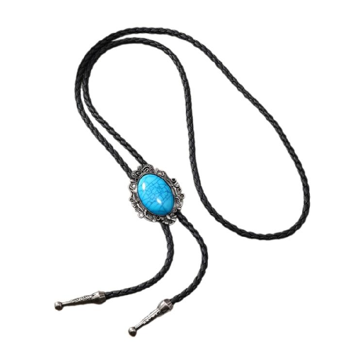 Men Bolo Tie Metal Eagle Bird Stone Cowboy Hat Western Necklace Costume Accessory