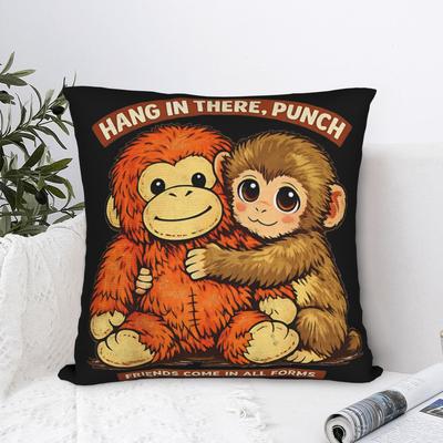 Lonely Punch Monkey Cute Baby Monkey Punch Pillow Case Comfy Pillow Cover Vintage Pillowcases For Sofa Couch Bed Living Room
