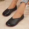 New Large-sized Soft Leather Single Shoes for Women, Comfortable and Casual, One-step Bean Shoes