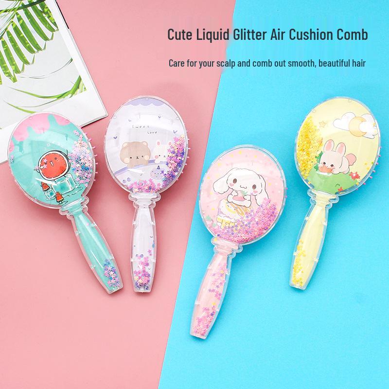 Macaron Cartoon Heart Air Cushion Massage Comb for Kids - Cute and Fluffy Design