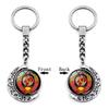 Elegant Soviet Badge Russian Cccp Keychain Double-sided Rotating Moon Pendant