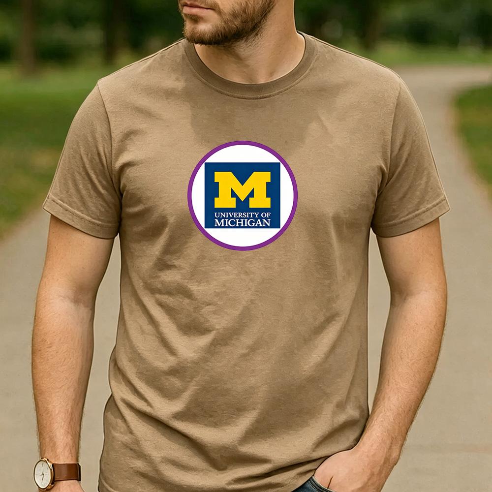 Vintage Retro University of Michigan Logo Cotton Graphic T Shirt Unisex Short Sleeve Alumni Graduate Holiday Birthday Gift Top