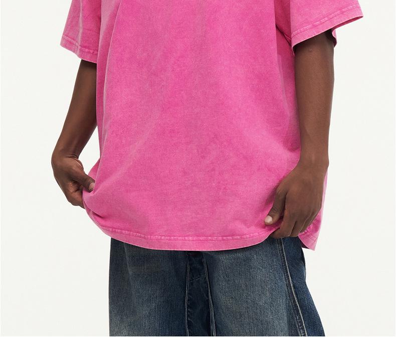 230g Gewaschenes Vintage Europäisches Schweres Übergroßes T-Shirt mit überschnittenen Schultern & Rundhalsausschnitt