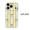 Dainty Pastel Cream Yellow Blue Brown Striped Bow Pattern Art Film Aesthetic Protective Shockproof Bumper Phone Case For iPhone 14 15 16 Pro Max Plus