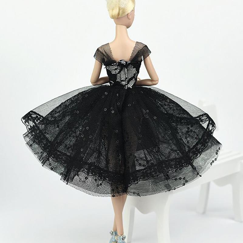 Mini Black Princess Doll Dress Wedding Dress Fluffy Skirt Multilayer Lace Tutu Dotted Doll Dress For Dolls Party Dress Clothes