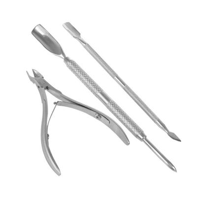 1 Set Nail Art Werkzeug Zubehör, Set zum Entfernen abgestorbener Haut, Nagelhautschere, Nagelhautgabel, Stahlschieber