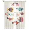 Cartoon Fish Tulle Sheer Window Curtains for Living Room Kitchen Children Bedroom Voile Hanging Curtain