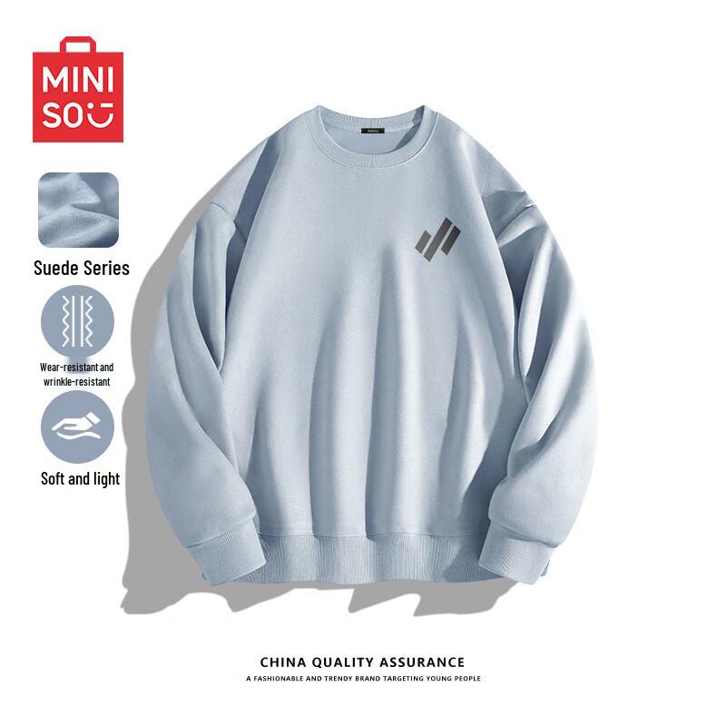 

MINISO Men s American Trendy Heavyweight Suede Crewneck Sweatshirt 4XL
