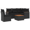 VidaXL Salon de Jardin avec Coussins 6 pcs, Canapés de Terrasse, Ensemble de Meubles de Patio, Mobilier d'Extérieur, Noir 3258380