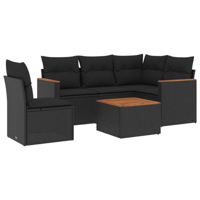 VidaXL Garden Lounge Set with Cushions 6 Pcs, Patio Sofas, Patio Furniture Set, Outdoor Furniture, Black 3258380