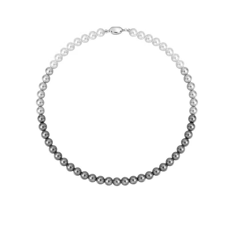 Französische Society Dame Weißer Farbverlauf Graue Perlenkette Modeschmuck-Sets Für Damen Sexy Schlüsselbein-Ketten-Accessoires