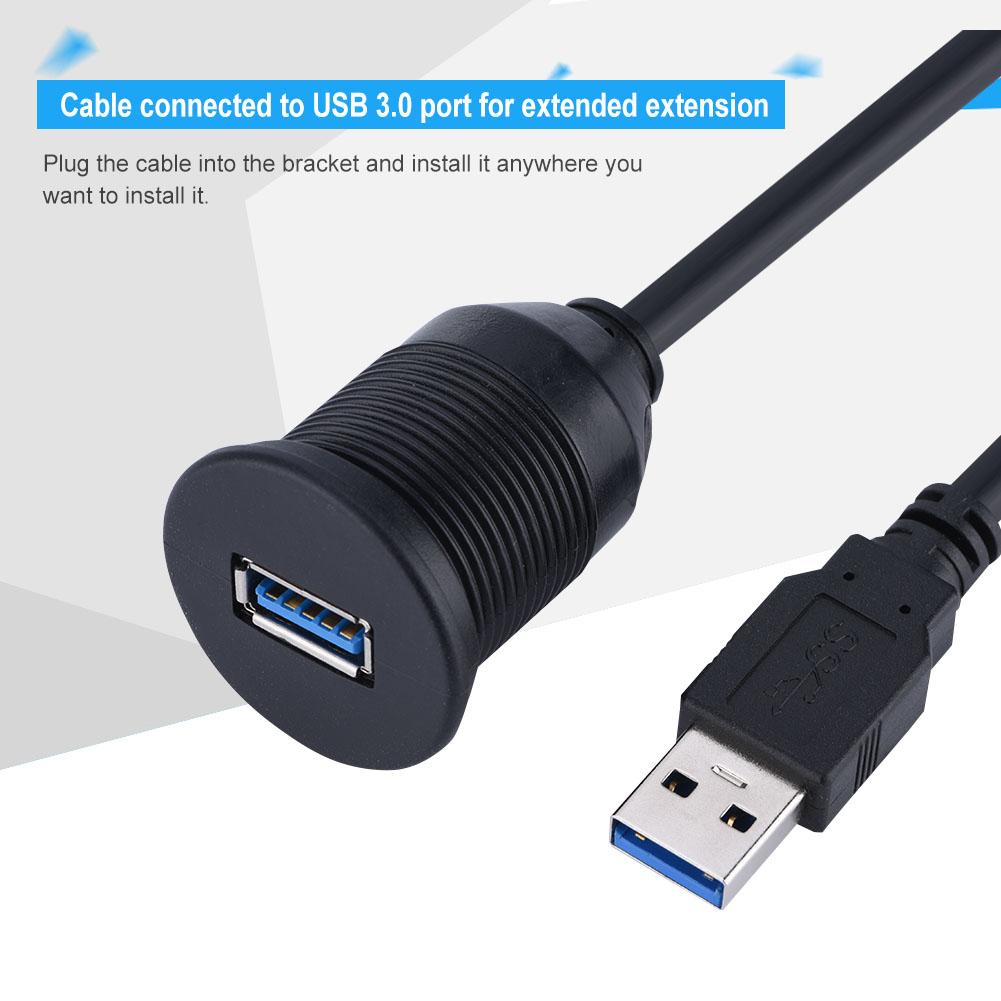 USB 3.0 Mount CableUSB Extension Flush, Dash, Panel Mount Cable, for Car, Boat, Motorcycle (1M)