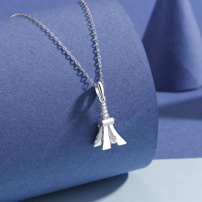 Paris Eiffelturm Halskette Mädchen hoher Sinn Diamant personalisierter Modeanhänger