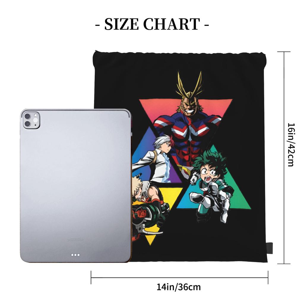 Custom My Hero Academias Drawstring Bags Men Women Portable Gym Sports Sackpack Manga Training Storage Backpacks