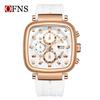 OFNS Men's Square Quartz Chronograph Watch: Luminous, Waterproof, Six-Hand Design, with Calendar for Casual or Commuter Wear.