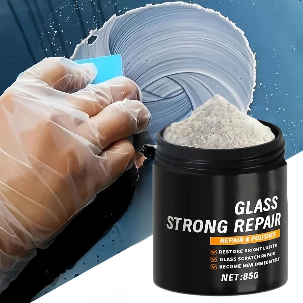 Auto Glass Cleaner 85g Powder Restorer with Sponge Car Window Oil Film Remover for Automotive Motorcycle Mirror Interior