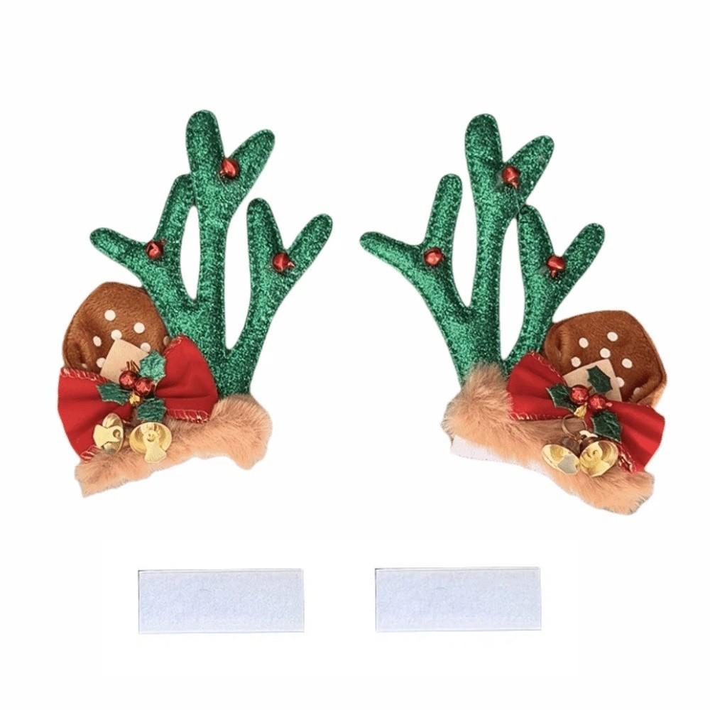 Creative Motorcycle Helmet Decoration 3D Self-adhesive Christmas Antlers Helmet Decor Cute Plush Embossing