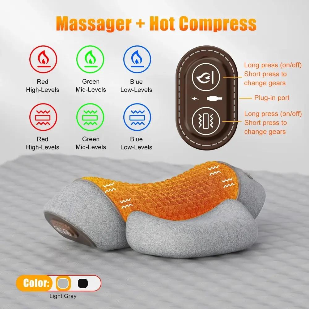Electric Massager Cervical Pillow Hot Compress Vibration Massage Neck Traction Relax Sleeping Pillow Spine Support Normal