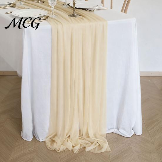 Table Protector Runner Sheer Flowing Runner, Chiffon Wedding Elegant Solid Color Scratch Resistant for Dining Home Bridal Shower Party Decor