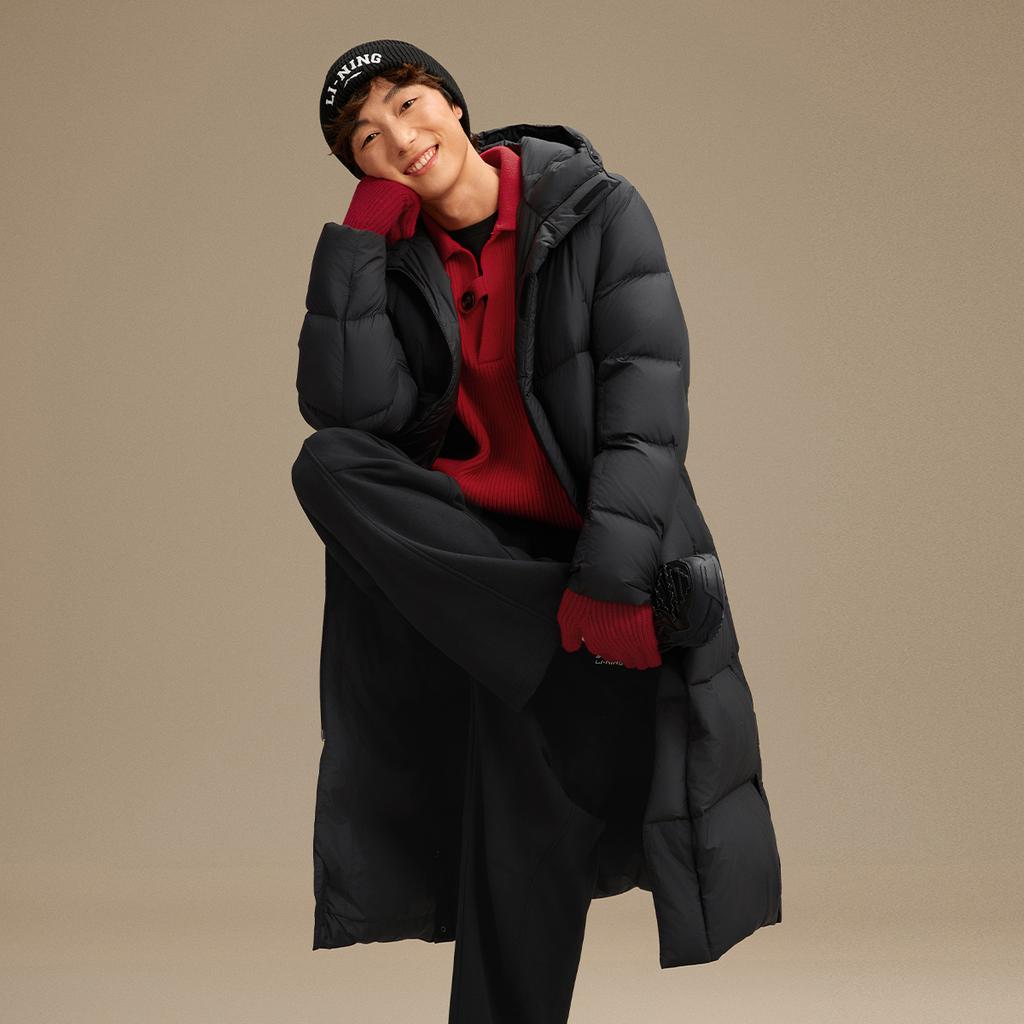 Li Ning Sports Lifestyle Series Loose Fit Hooded Logo Down Jacket Men Outerwear AYMV513-2
