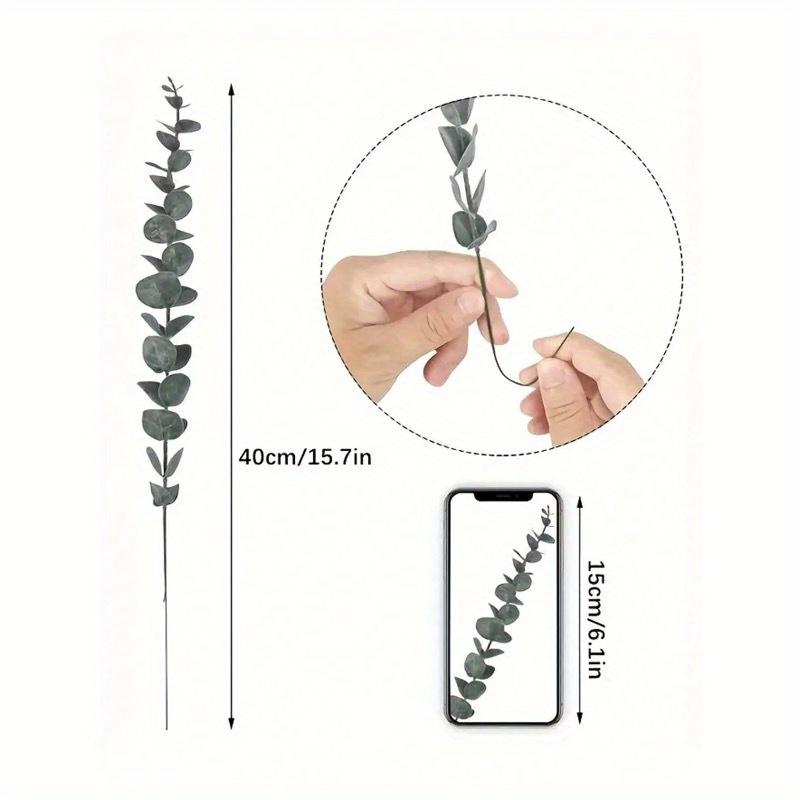 Eucalyptus Stems Artificial Plants Faux Eucalyptus Branches Faux Eucalyptus Stem For Wedding Bouquet Home Decor, Spring Summer Decor